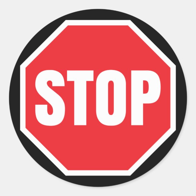 stop traffic sign classic round sticker (Front)