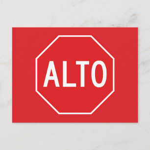 Stop, Traffic Sign, Mexico Postcard