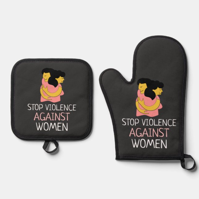 Stop Violence Against Women  Oven Mitt & Pot Holder Set (Front)