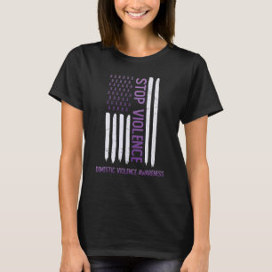 Stop Violence American USA Flag Domestic Violence  T-Shirt