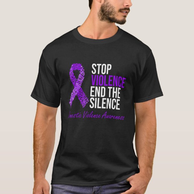 Stop Violence End Silence Purple Domestic Violence T-Shirt (Front)