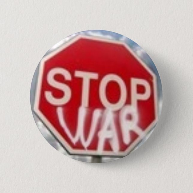 Stop war 6 cm round badge (Front)