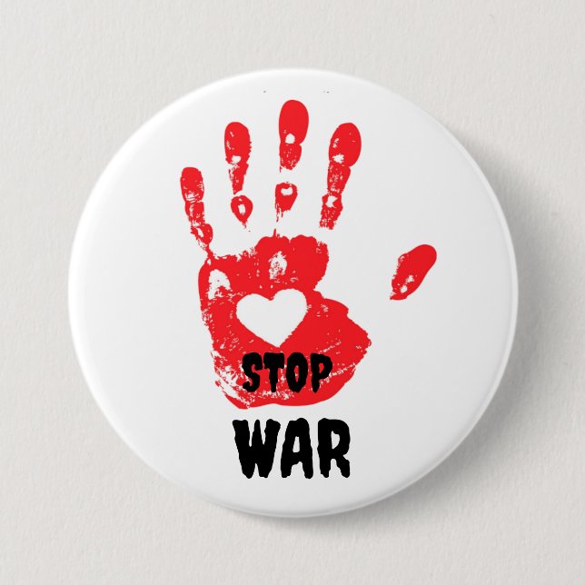Stop war 7.5 cm round badge (Front)