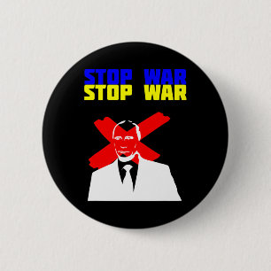 Stop War Anti Putin Face Ukrainian Flag 6 Cm Round Badge