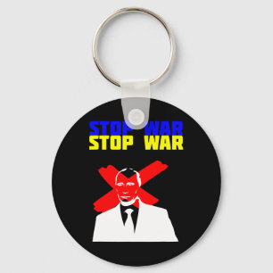 Stop War Anti Putin Face Ukrainian Flag Key Ring