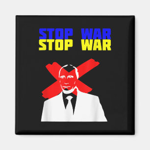 Stop War Anti Putin Face Ukrainian Flag Magnet