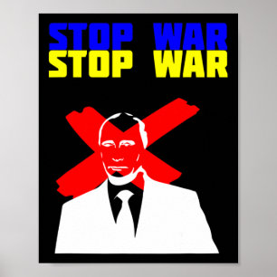 Stop War Anti Putin Face Ukrainian Flag Poster