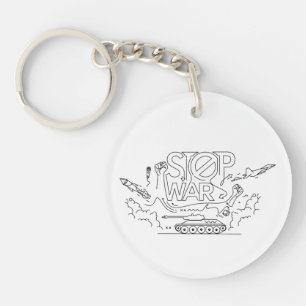 Stop War Anti-War Protest Keychain