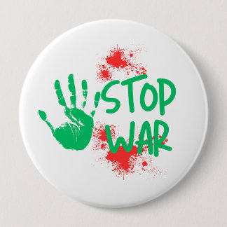 Stop War – Bold Handprint Anti-War Graphic Design 10 Cm Round Badge