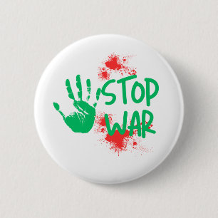 Stop War – Bold Handprint Anti-War Graphic Design 6 Cm Round Badge