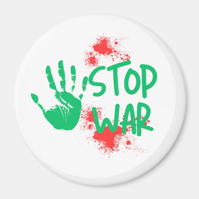 Stop War – Bold Handprint Anti-War Graphic Design Magnet (Front)