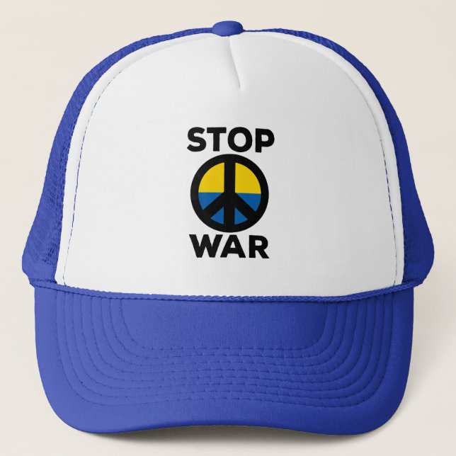 Stop War Flag of Ukraine Trucker Hat (Front)
