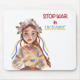 stop war in Ukraine Girl Mouse Pad
