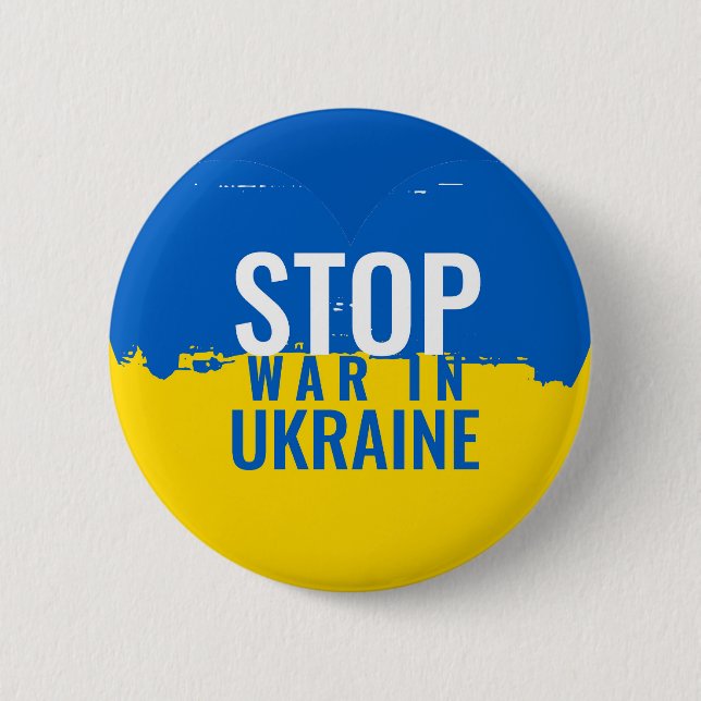 Stop War in Ukraine. Support Ukraine. 6 Cm Round Badge (Front)