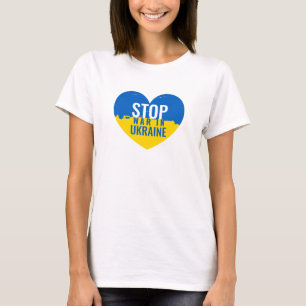 Stop War in Ukraine. Support Ukraine heart.  T-Shirt