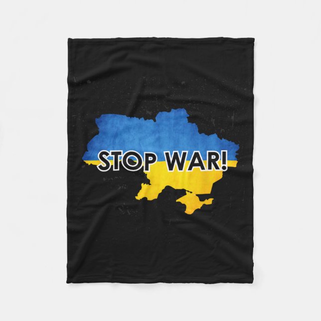Stop War In Ukraine Support Ukrainians No War  Fleece Blanket (Front)