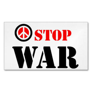 Stop war slogan Magnetic business card