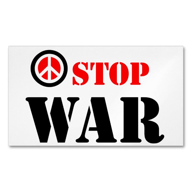 Stop war slogan 	Magnetic business card (Front)