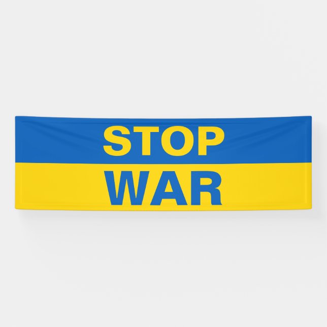 Stop War Ukraine Ukrainian Banner (Horizontal)