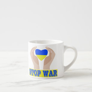 Stop war Ukrainian flag heart in hands Espresso Cup