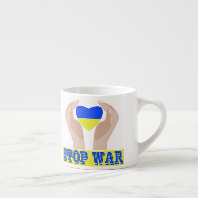 Stop war Ukrainian flag heart in hands   Espresso Cup (Right)