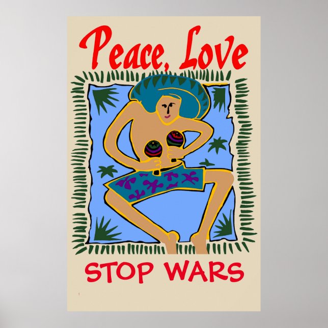 Stop Wars, Peace Love, Rasta Man Poster (Front)