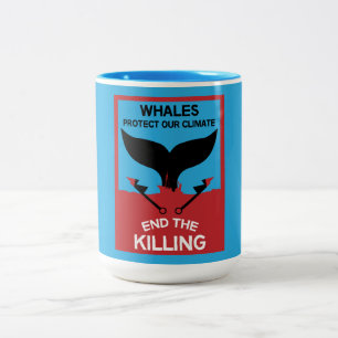 Stop Whale Hunting   Ban Whaling Marine Protection Two-Tone Coffee Mug