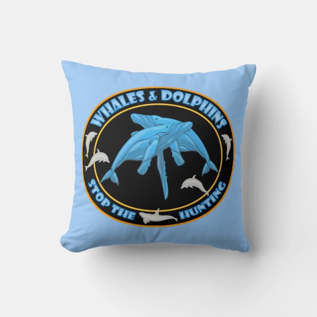 Stop Whale Hunting Cushion (Front)