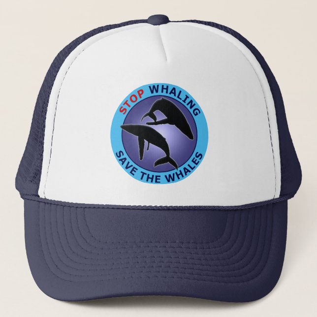 Stop Whaling Save The Whales Trucker Hat (Front)