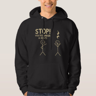 Stop You're Under Arrest Funny Music Notation Theo Hoodie