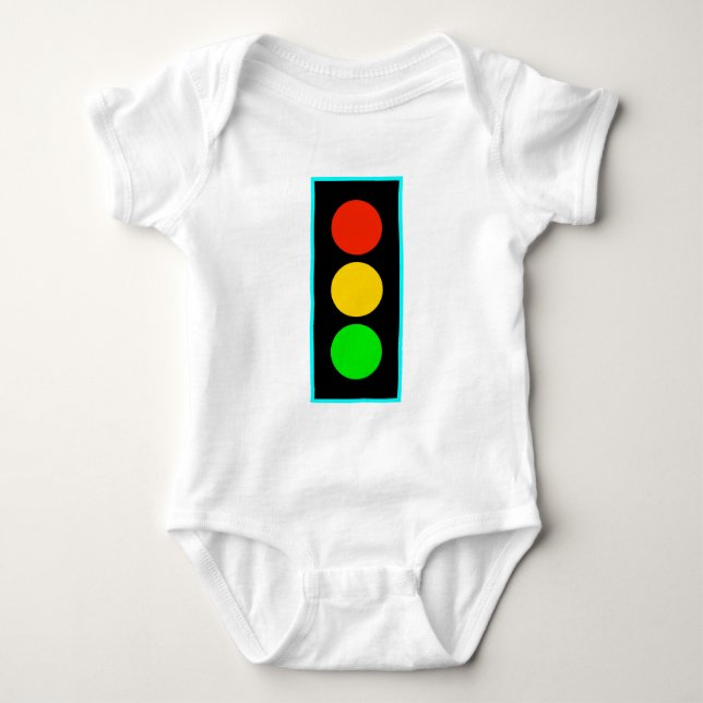 Stoplight with Light Blue Border Baby Bodysuit (Front)