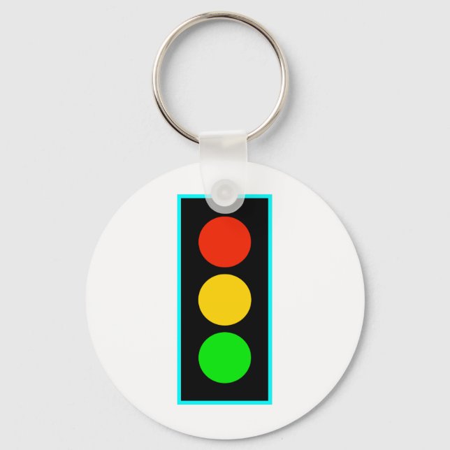 Stoplight with Light Blue Border Key Ring (Front)