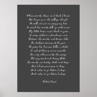 Stopping by Woods on a Snowy Evening, Robert Frost Poster