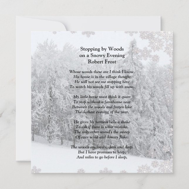 Stopping by Woods Snowy Evening Robert Frost Poem Card (Front)