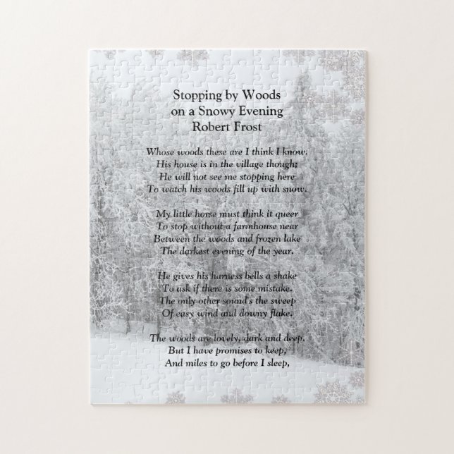 Stopping by Woods Snowy Evening Robert Frost Poem Jigsaw Puzzle (Vertical)