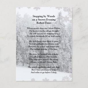 Stopping by Woods Snowy Evening Robert Frost Poem  Postcard