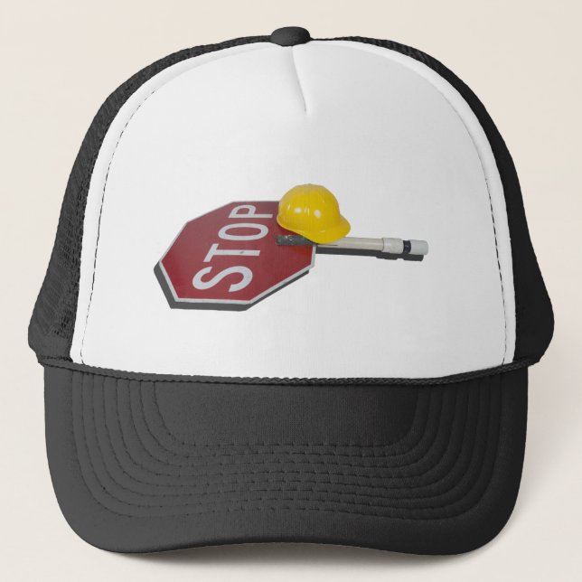StopSignPoleConstructionHat051913.png Trucker Hat (Front)