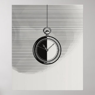 Stopwatch clock modern minimalist line art poster