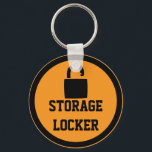 Storage Locker Orange Key Ring<br><div class="desc">Here is a great way to keep your storage locker keys organized and easier to find. Orange and black graphic art design features a unlocked padlock.  Text message can easily be changed to read garden shed,  boat lock,  bike lock,  summer rental,  garage key,  gate key,  or other handy message.</div>