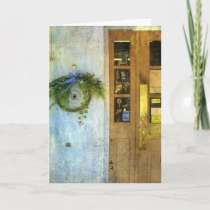 Store Front Door and Wreath Card