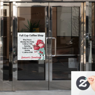 Store Hours Christmas Holiday Motif Custom Text