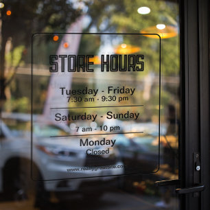 Store Hours l Black Transparent Business Times