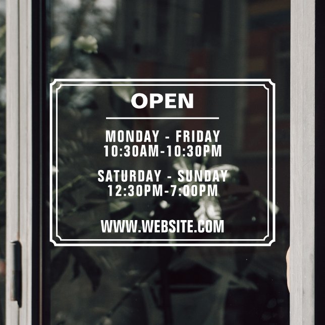 Store Hours Of Operation Website Transparent (store hours of operation transparent door sticker with website)