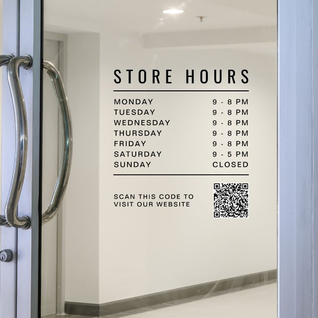 Store Hours QR Code (Store Hours QR Code Window Cling)