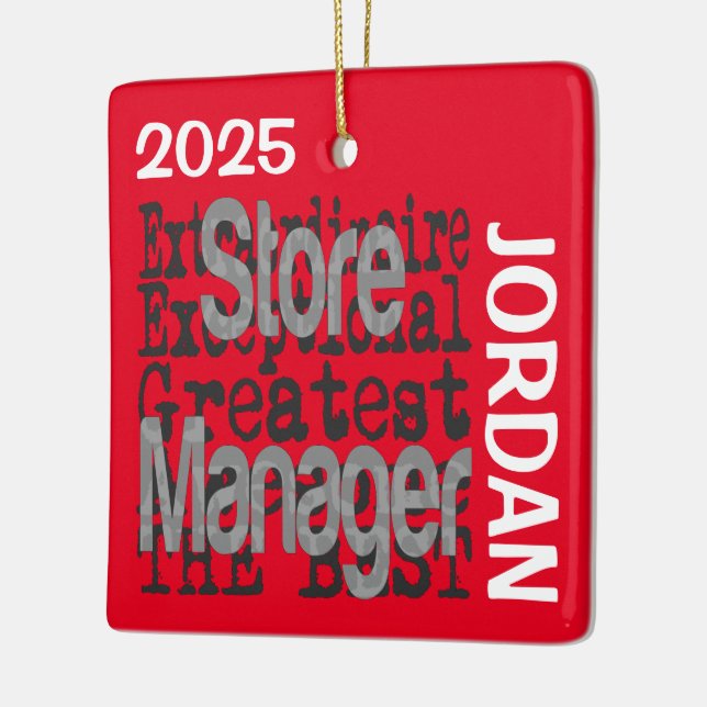 Store Manager Extraordinaire CUSTOM Ceramic Ornament (Left)