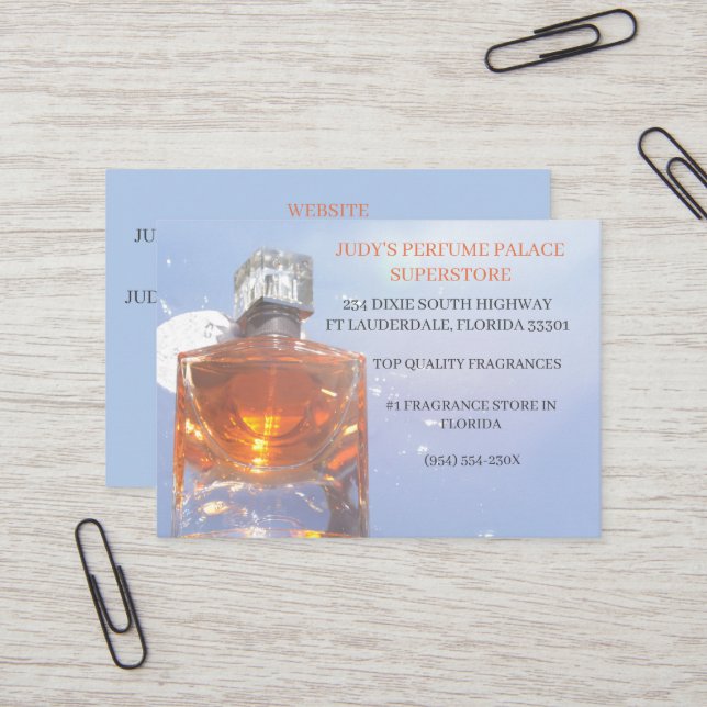 Store/Manufacturer/Design Perfume bottle  Business Card (Front/Back In Situ)