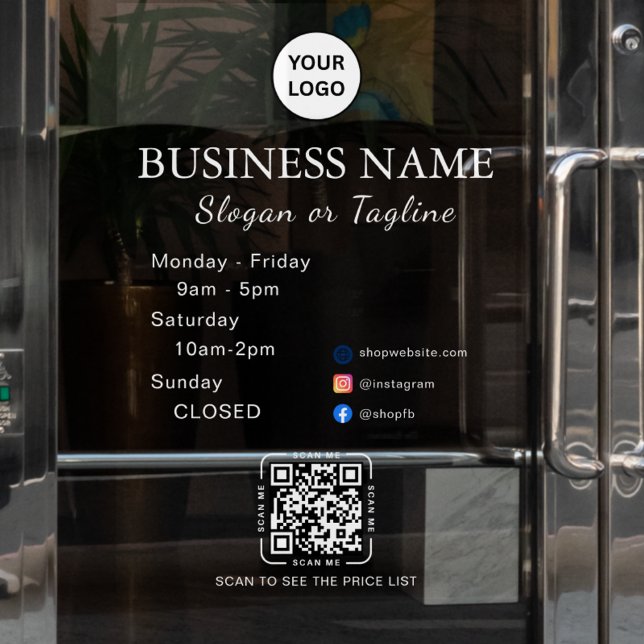 Store Opening Hours Modern Script & Qr, Social  (Creator Uploaded)