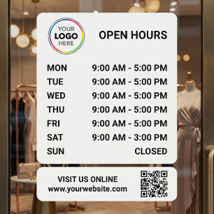 Store Opening Hours Signage With QR Code - Modern