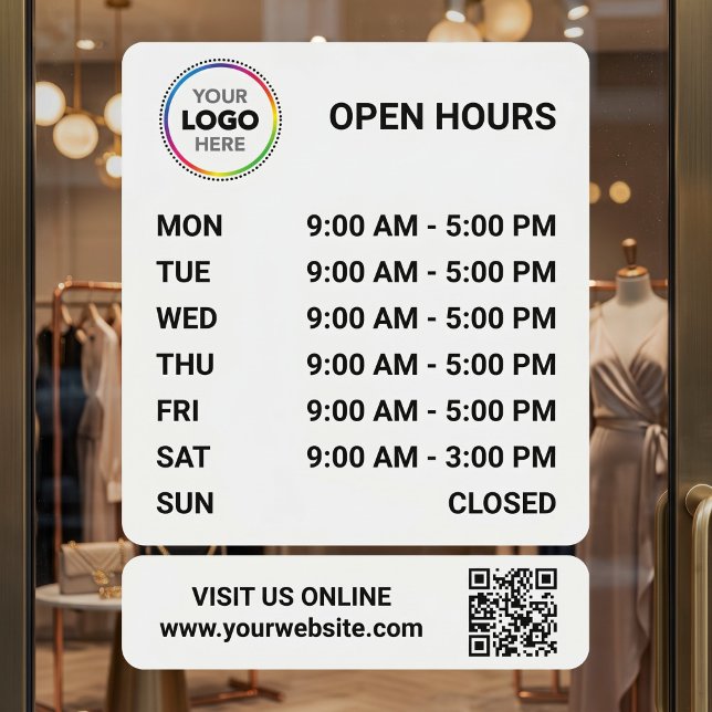 Store Opening Hours Signage With QR Code - Modern (Creator Uploaded)