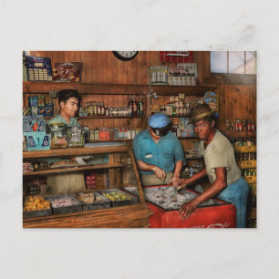 Store - Picking out a soda 1938 Postcard